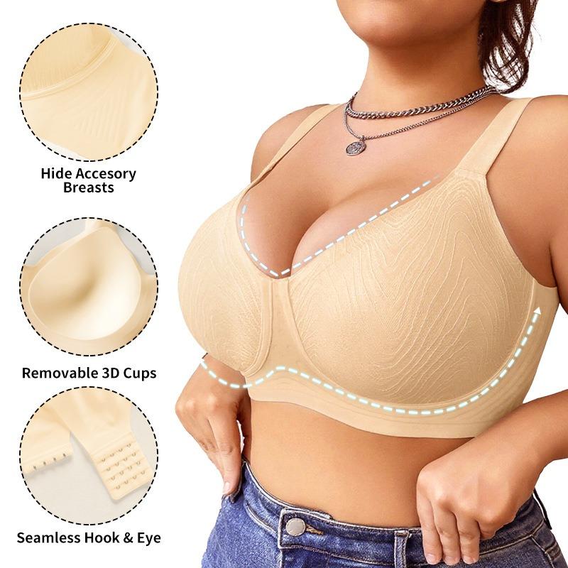 Plus Size Seamless Gather Anti Sagging Comfortable Bra For Women Large Bust
