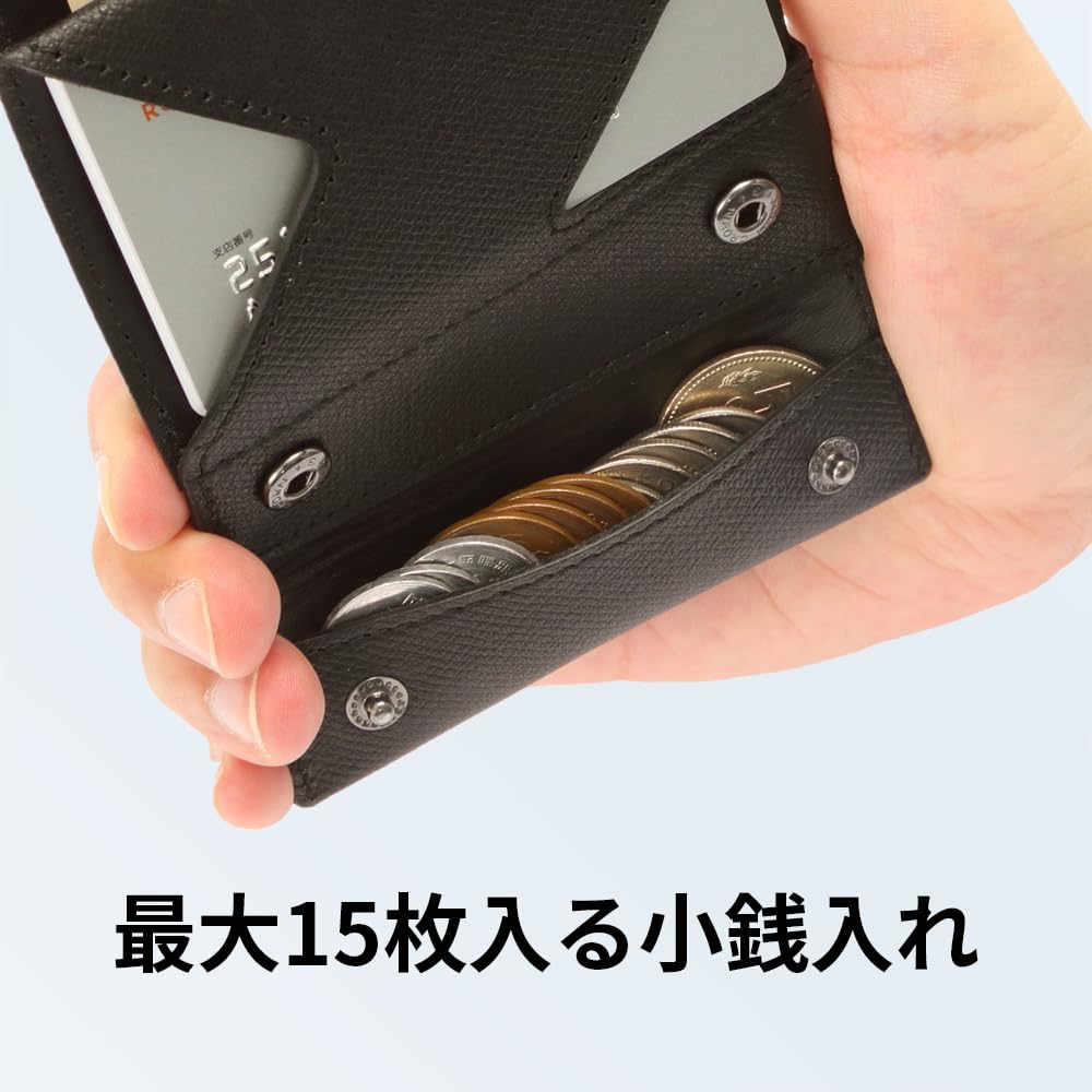 Thin Wallet for Left Handed Leather Thin Wallet Made In Japan Black [Abrasus]