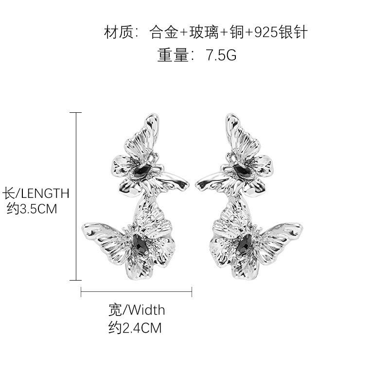 Personalized butterfly earrings 925 silver needle stud earrings exquisite cold wind earrings