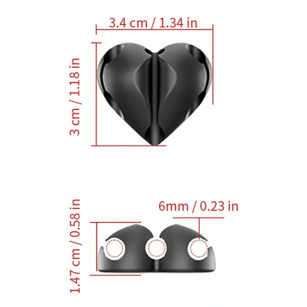 Self Adhesive Silicone Heart Shaped Cable Organizer 4PCS USB Charging Wire Winder Desk Clip Holder Home Office Wire Holder Clip