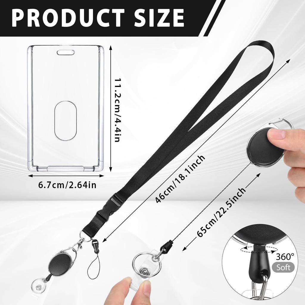 Oval Retractable Badge Holder with Pull-Release Lanyard for ID and Meal Cards