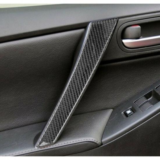 4X Carbon Fiber Interior Door Handle Panel Trim Fits For Mazda 3 Axela 2010-2013