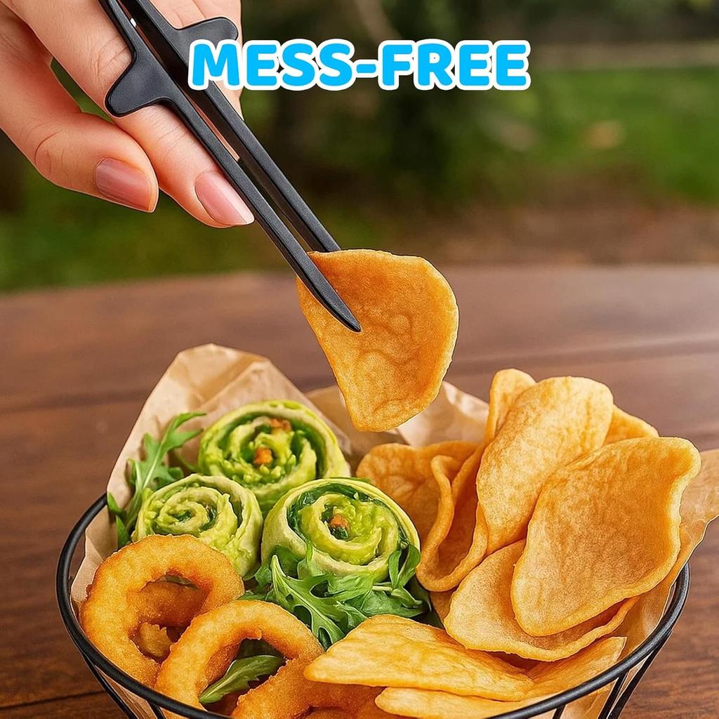 Finger Chopsticks for Snacking, 8 Pack Snack Chopsticks for Clean Hands, Reble Chip Grabbers for Fingers, Includes White, Gray, Black, Pink
