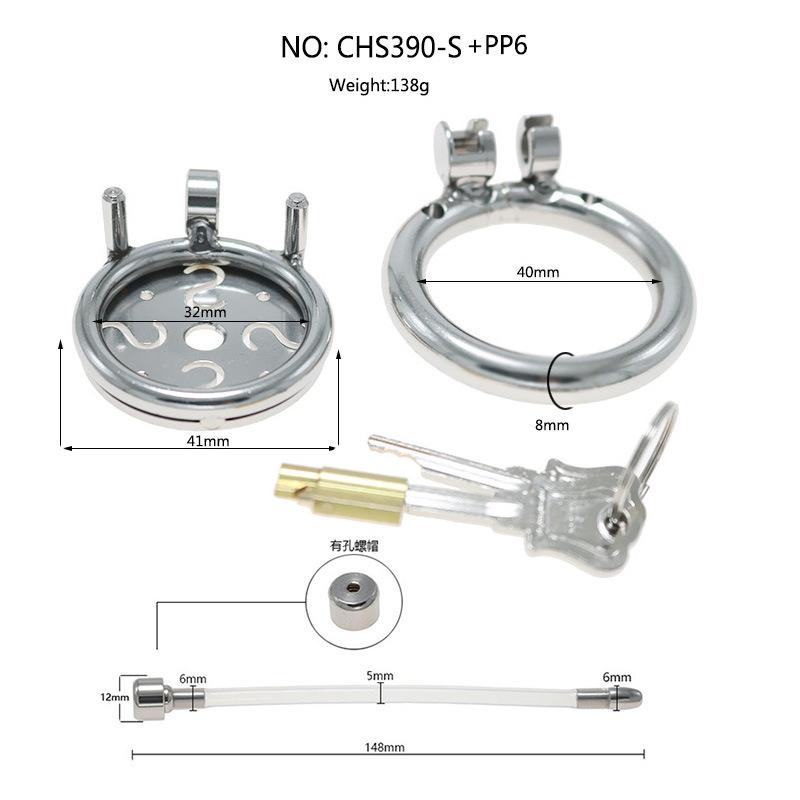 New Stainless Steel Chastity Lock Flat Plate S Hollow with Fine 5mm Catheter Chastity Device Penis Cage Sex Tool