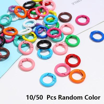 10/50 Stück Metall-O-Ring, Federverschluss, zum Öffnen, rund, Karabiner, Schlüsselanhänger-Clips, DIY-Schmuck, Schnalle, Verbinder, Taschenzubehör, mehrere Farben
