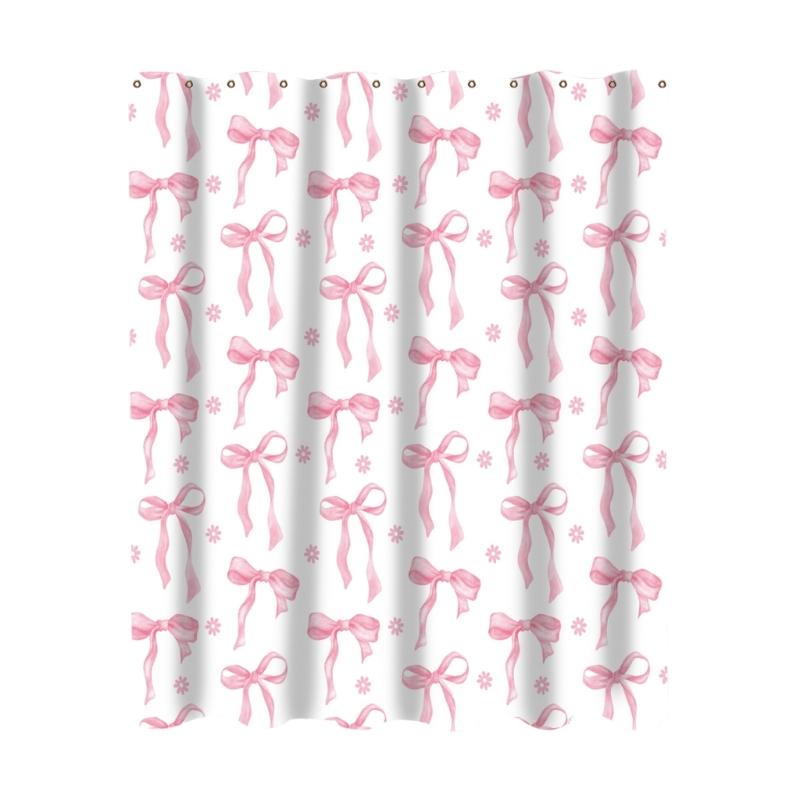 Waterproof Shower Curtain Vibranted Watercolor Bows Design Polyester Bathroom Decoration Easy To Clean