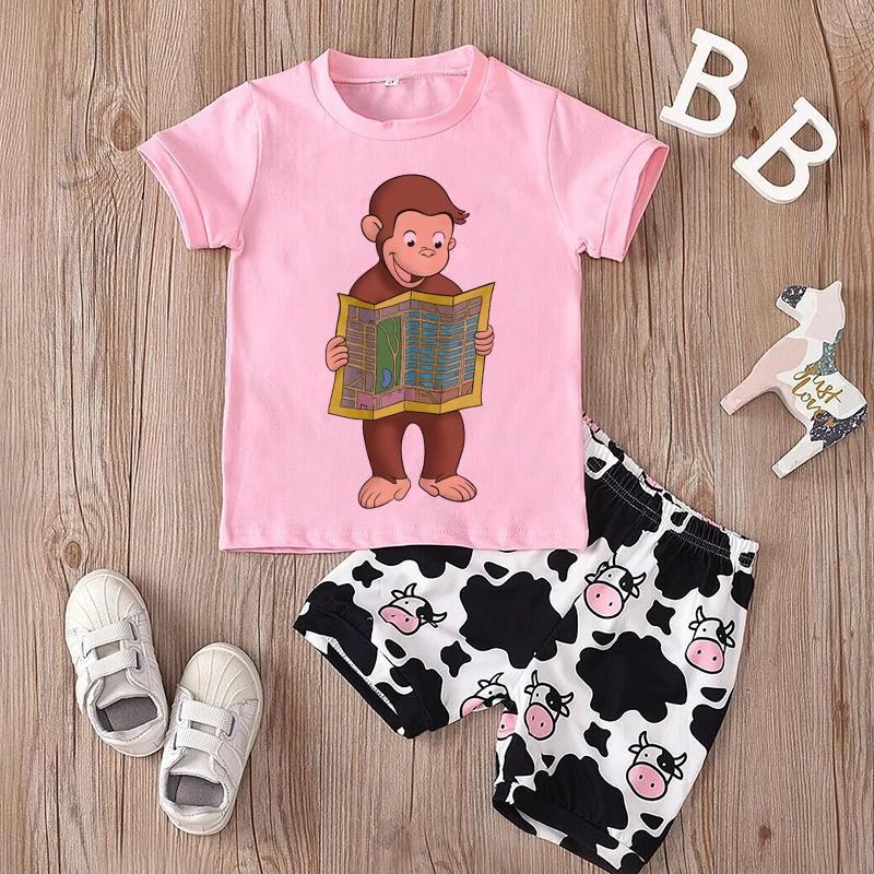 2026 Hot Sale Cartoons Baby Boys T Shirt Curious George Cartoon Print Kids TShirts Funny Monkey Children Girls Tops Clothes