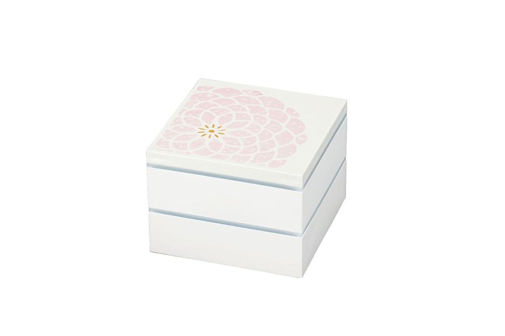 Tatsumiya Polarized Pearl Jubako Pink W15 D15 54830 Box, 15.0mm Square, Two-Tiered, Hyakka, Size Approx. H11.6,