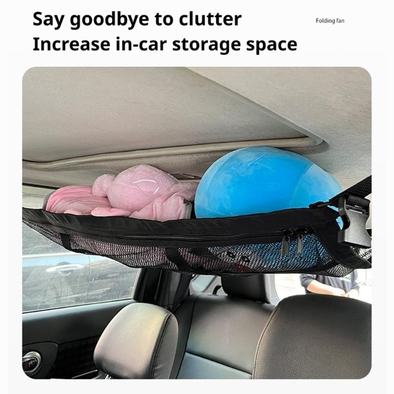 Car Roof Cargo Net with Mesh Access Panel and Mounting Hardware for Soft Item Storage In Cars SUVs and MPVs Daily Use