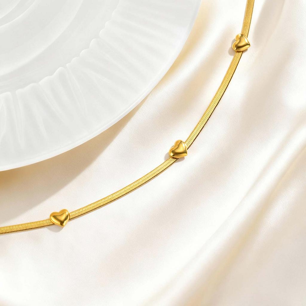 Minimalist Blade Chain Heart Bracelet for Women Gold Plated Stainless Steel Waterproof Bracelets Chic Jewelry Gift