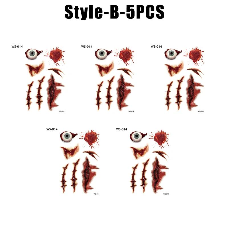 Halloween Waterproof Temporary Tattoo Stickers Sexy Bloody Makeup Zombie Scar Tattoo Decoration Wound Horror Blood Sticker