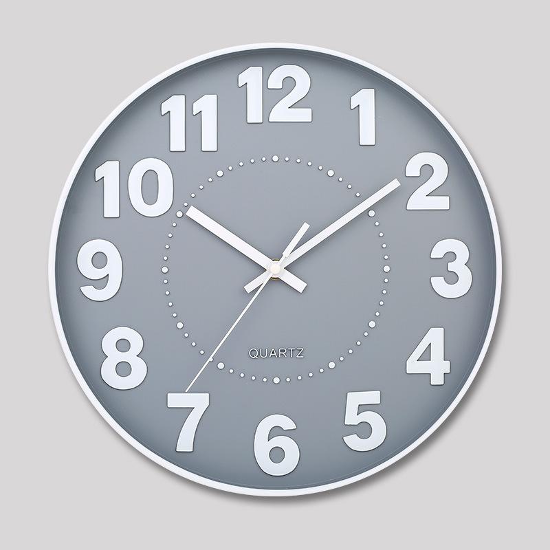 12 Inch 30CM Silent Wall Clock, Creative and Fashionable, Three-dimensional Digital Minimalist Clock for Home Living Room