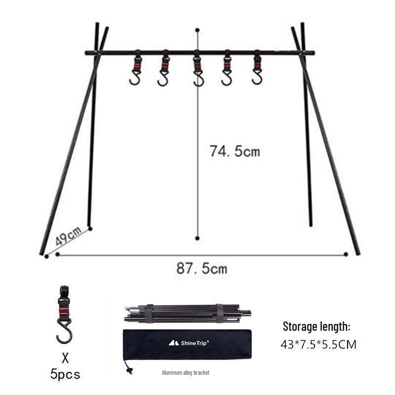 Mountain Fun Outdoor Folding Tripod Rack: Pot, Lamp & Storage Holder