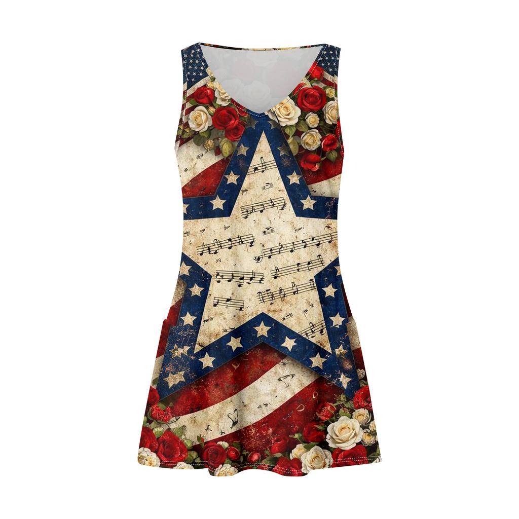 Women's Fashionable Casual Independence Day Print Dress