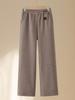 Mid-aged and Elderly Women's Fleece-Lined Straight Leg Pants - Elastic Waist, Autumn/Winter Casual Wear