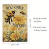 Vintage Bee Humble Bee Kind Metal Tin Sign  Bee  Flower Wall Art Rustic Decor for Garage Kitchen Cafe Bar Living Room