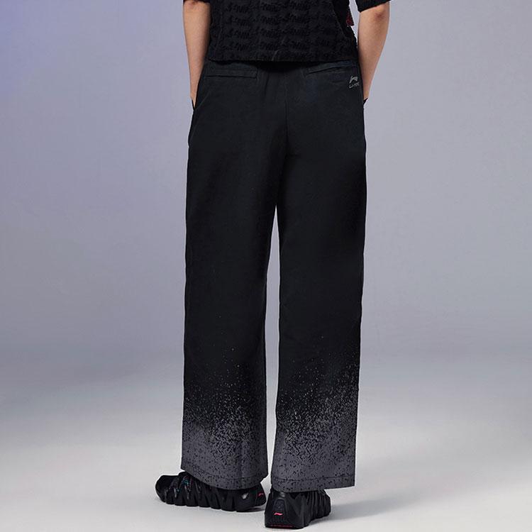 Li-Ning Embroidered Letter Loose Casual Sports Pants Women Bottoms Black AKXS096-4