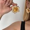 European Retro Flower Stud Earrings - Luxurious & Fashionable Metal Accessories for Women