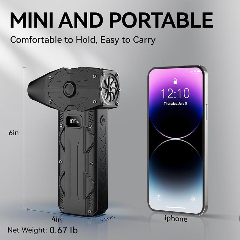 8000mAh Mini Turbo Jet Fan with LED Display 350000RPM Electric Air Duster Wind Speed 52m/s Dust Cleaner Gun Cleaning Blower Tool