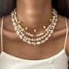 Irregular Imitation Pearl Necklace European and American Jewelry Retro Light Luxury High Sense Stacked Collarbone Chain Jewelry