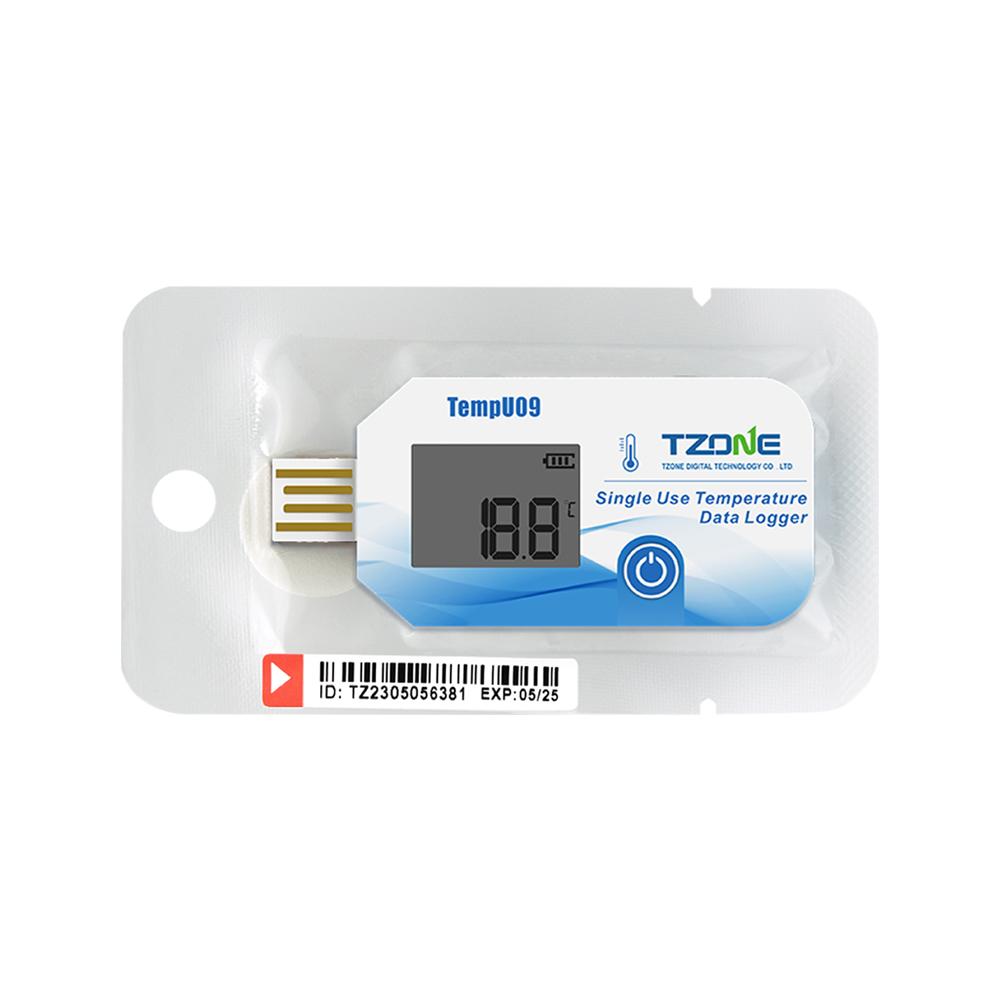 

TempU09 USB Temperature Recorder Single Use Temperature Data Logger 32000 Points PDF Reporter Temp Monitor for Warehouse Storage синій