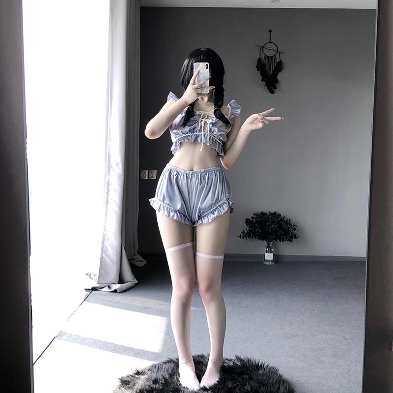 Lenjerie sexy Încântător stil de curte. Costum de uniformă de servitoare pentru jocuri de rol, fără spate