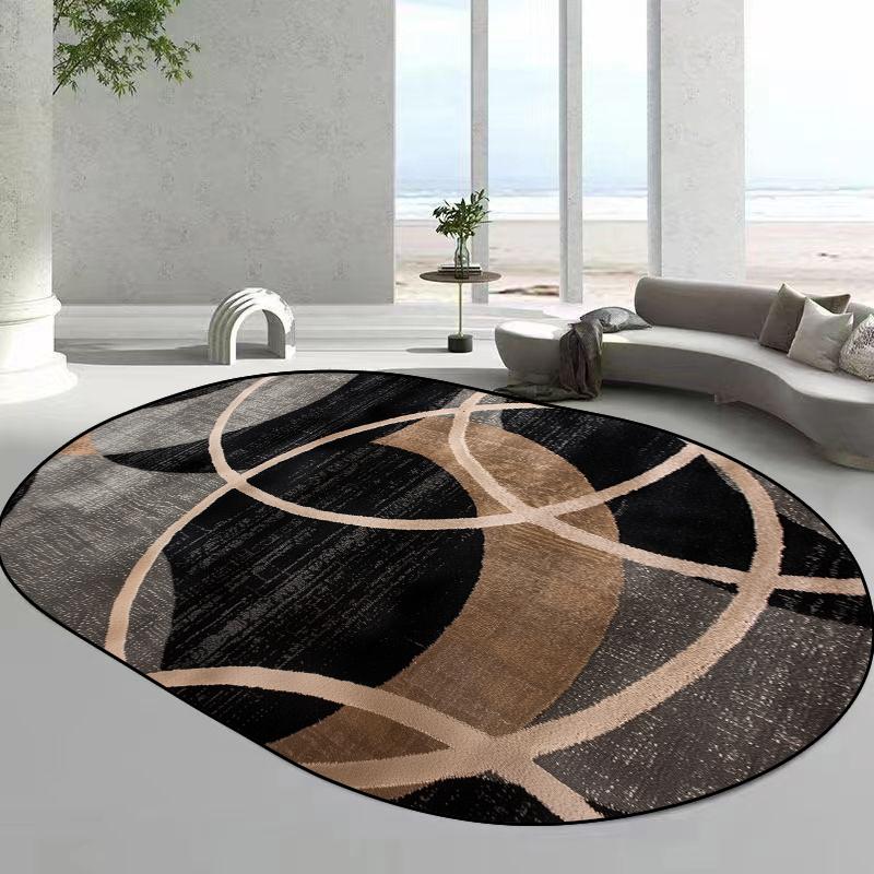 Modern Style Oval Carpets for Living Room Abstract Home Decoration Mat Large Bedroom Rug Non-slip Coffee Tables Mat Washable