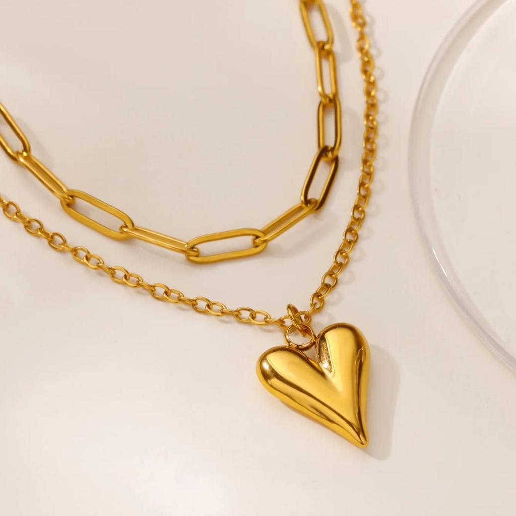 Heart Bracelet For Women Girls Gold Color Stainless Steel Layered Chain Bracelet 2025 Trend  Jewelry Valentine's Day Gift