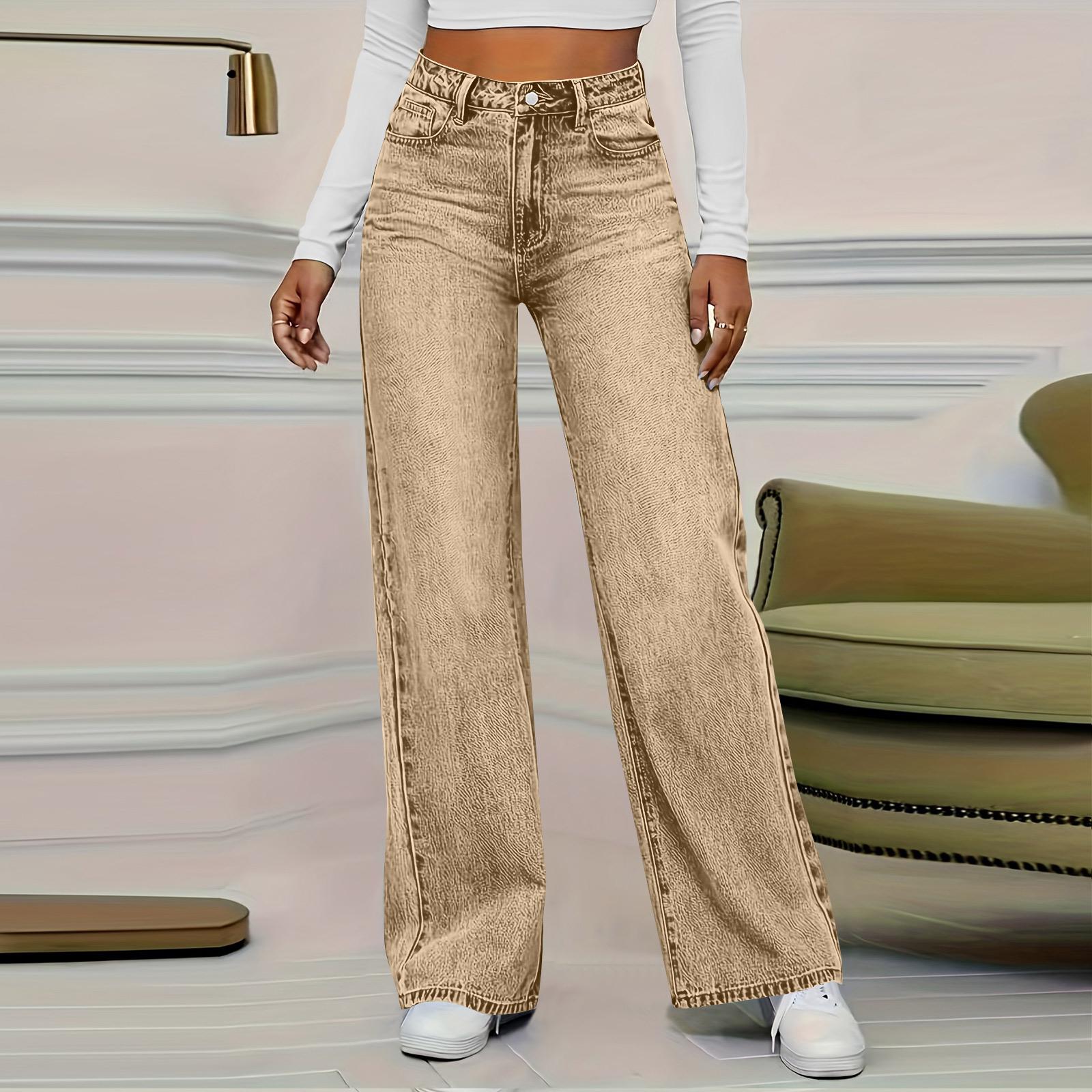 

Женские потертые женские джинсы с высокой талией Модные универсальные прямые брюки M