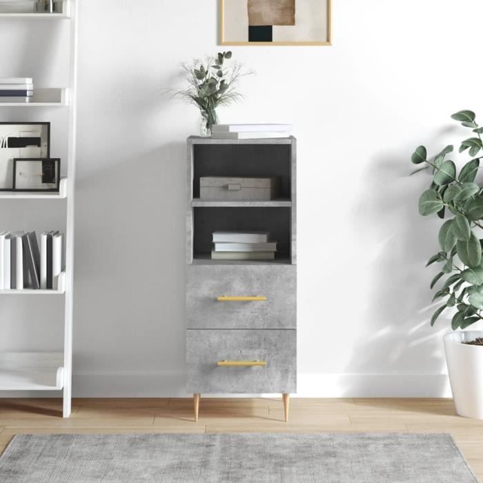 VidaXL Buffet Gris béton 34,5x34x90 cm Bois d'ingénierie 828656