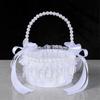 Elegant Crystal Pearls Tassels Basket For Wedding Party Decorations Handcrafted Floral Container With Silk Fabric
