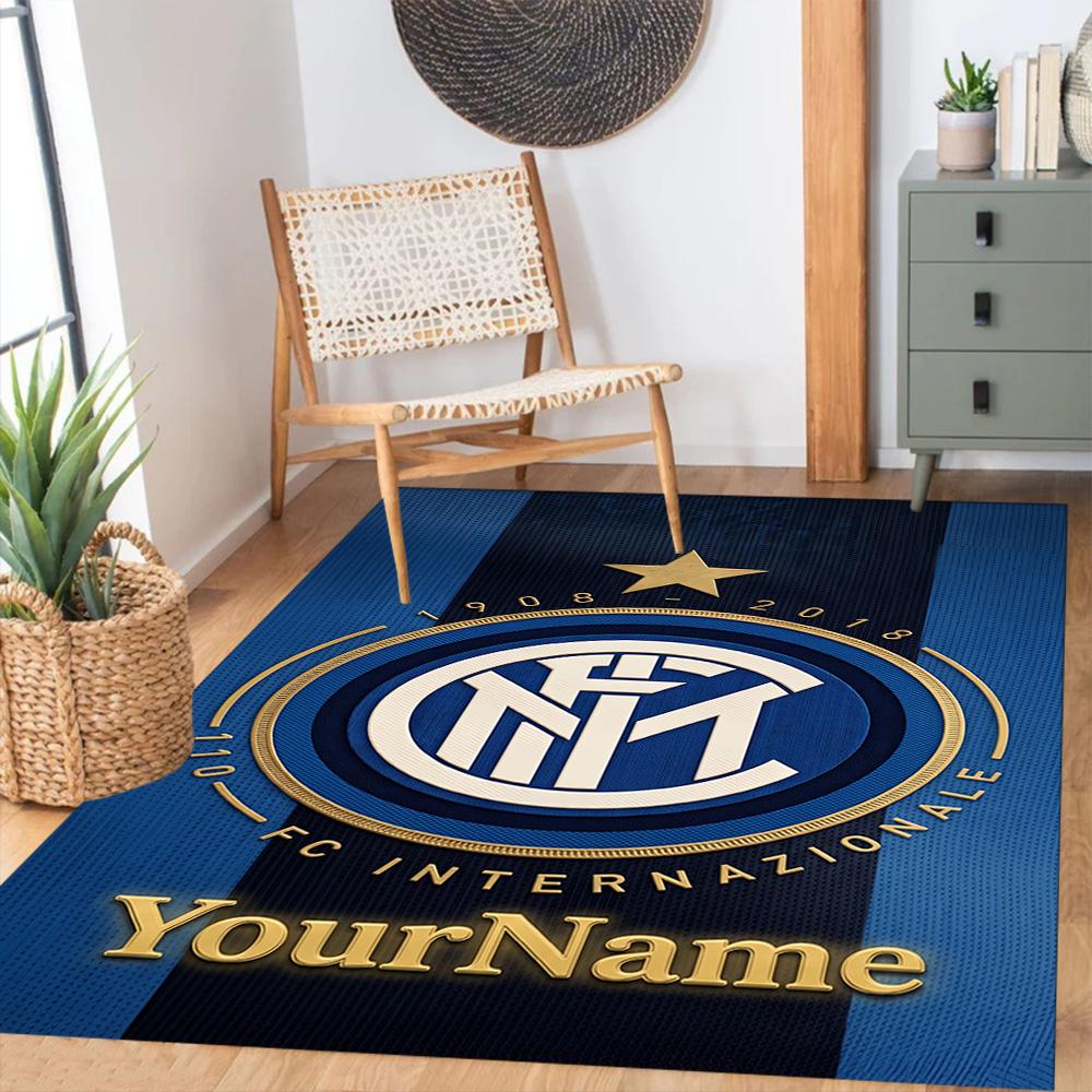 Inter Milan Customized Name Floor Rug Office Rug Perfect for Outdoor Foyer Game Room Living Rooms Antislip Carpet Decorate Offices