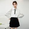 Korean Style Bow Tie White Shirt - Women's Spring 2026 Long Sleeve Top