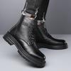 2026 Autumn Winter New Work Boots for Men Fashion Causal Leather Cotton Shoes Male Retro Solid Color Platform Ankle Boots Man
