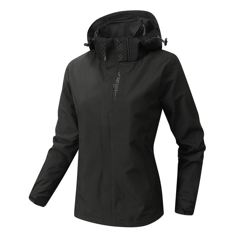 Leichte, wasserdichte, winddichte Damen-Outdoorjacke für Frühling und Herbst, Wander-Shell mit atmungsaktivem Komfort S schwarz