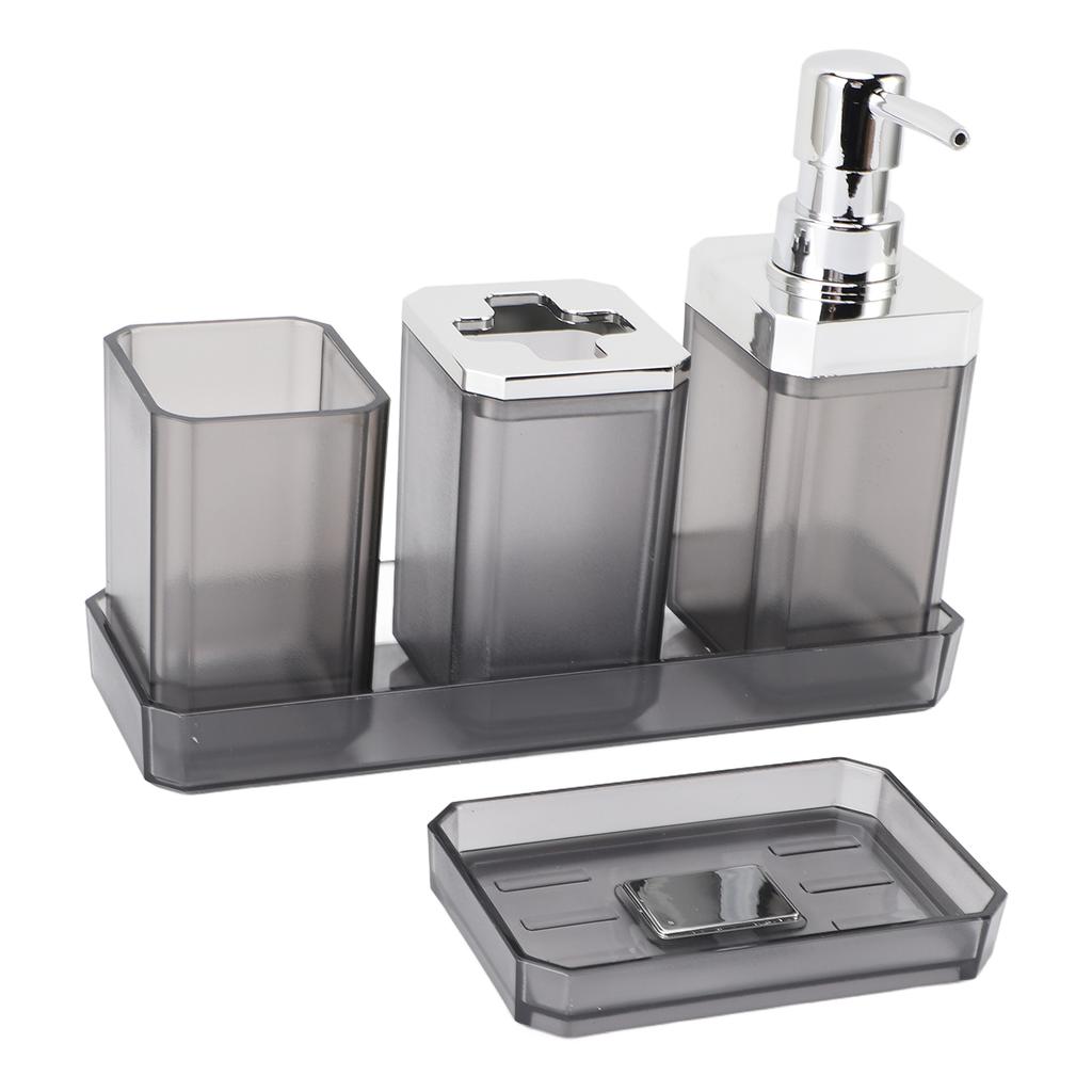 Bathroom Accessories Set Bath Ensemble Set with Toothbrush Holder Cup Lotion Bottles Soap Dish Tray
