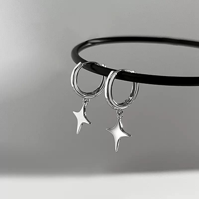 Серьги-четырехконечные звезды, Женские летние серьги-звезды, Серьги-подвески.