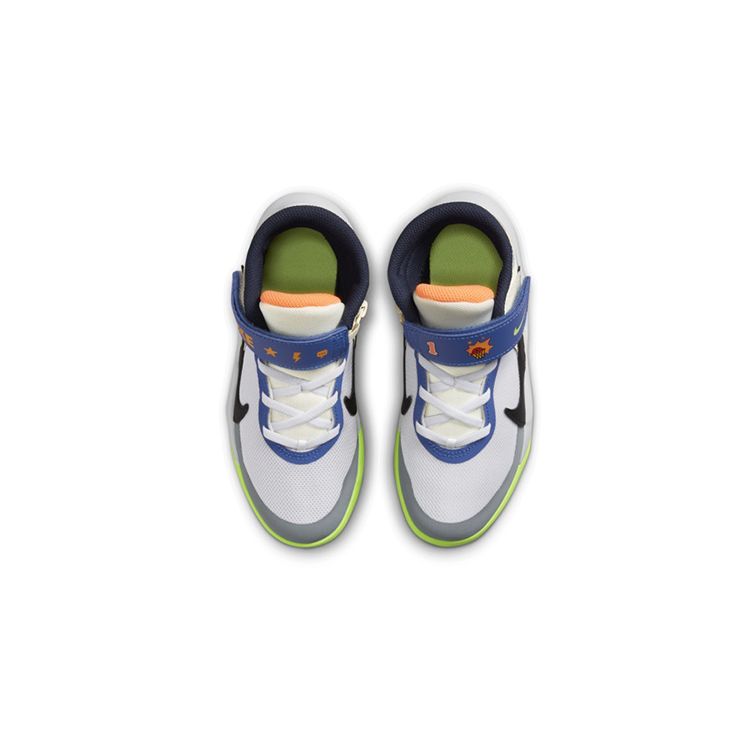 Nike Team Hustle D 10 FlyEase PS White Multi-Color Kids Sneakers Laser-Orange Black FB1881-101