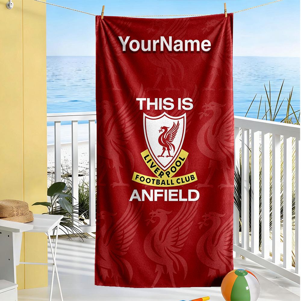 Liverpool Personalized Text Beach Towel Super Soft & Absorbent Suitable for Sports Travel Swimming Yoga Bathroom Beach And Pool