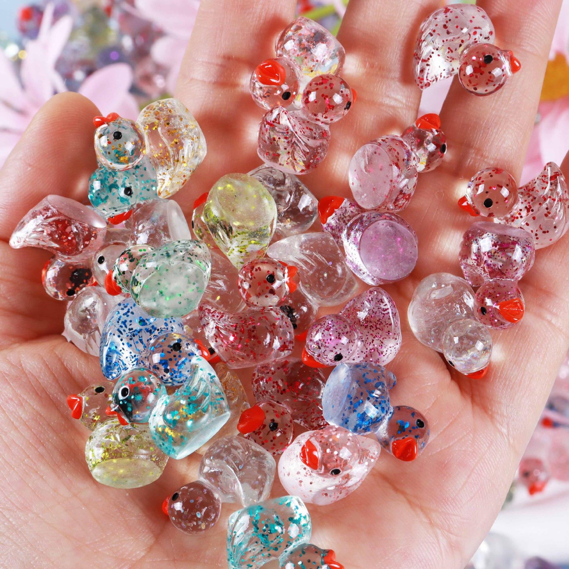 

10PCS Mini Ducks Sequin Miniature Duck Resin Desk Decoration Cute Figurines Fairy Garden Accessories Desk Decoration