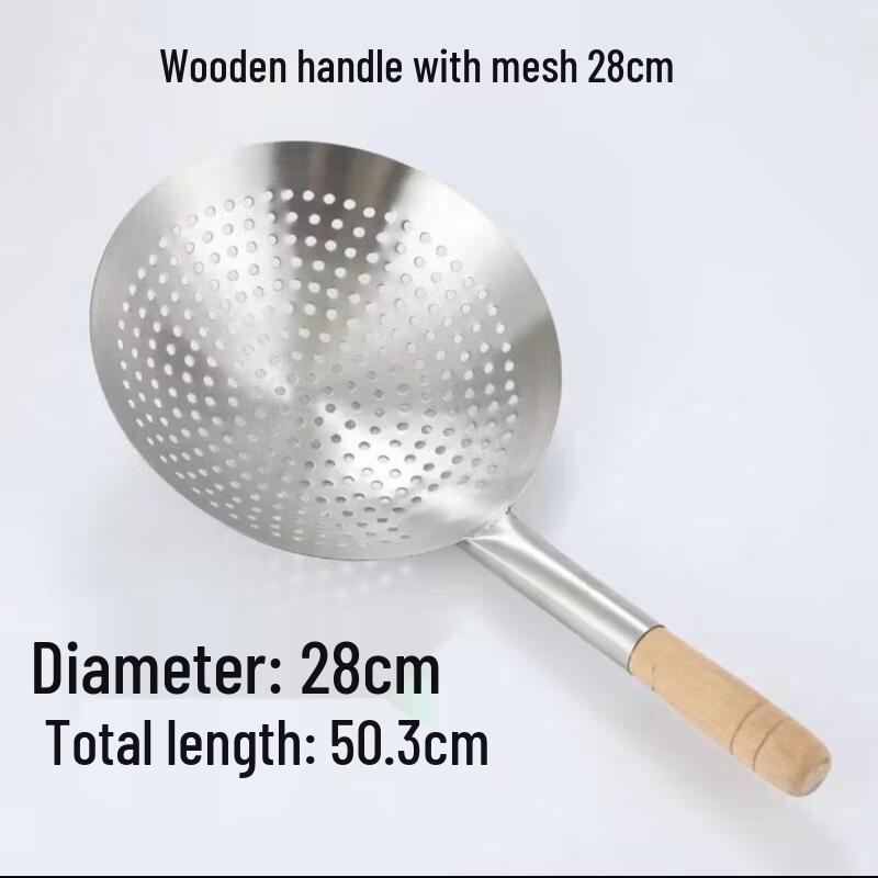 Wutuo Extra dicker Edelstahlschaumlöffel mit Holzgriff