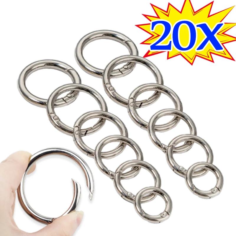 10/50 Stück Metall O-Ringe Federkarabiner für DIY Schmuck Offene Runde Karabiner Schlüsselanhänger Taschenclips Haken Hundeleinen Schnallen Verbinder