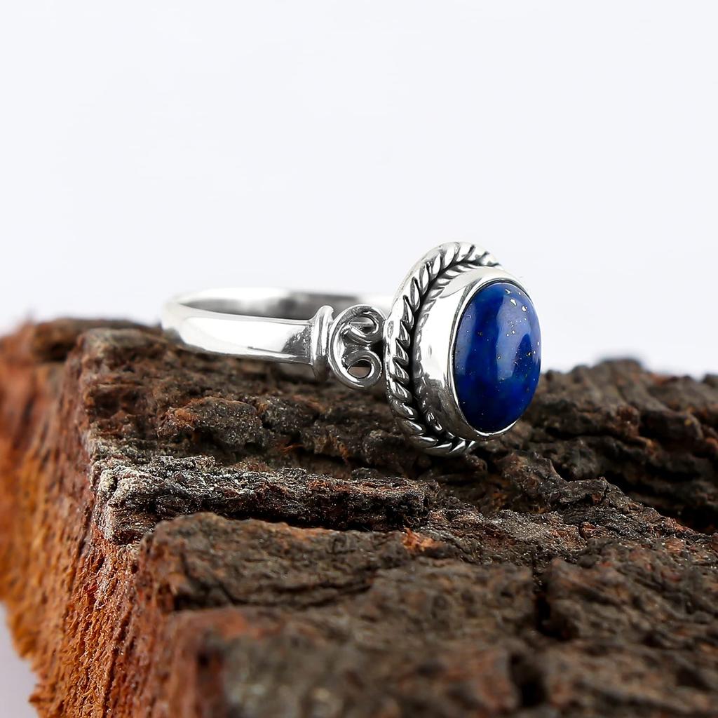 Lapis Lazuli Gemstone Solid 925 Sterling Silver Women Handmade Designer Ring Gift for Her
