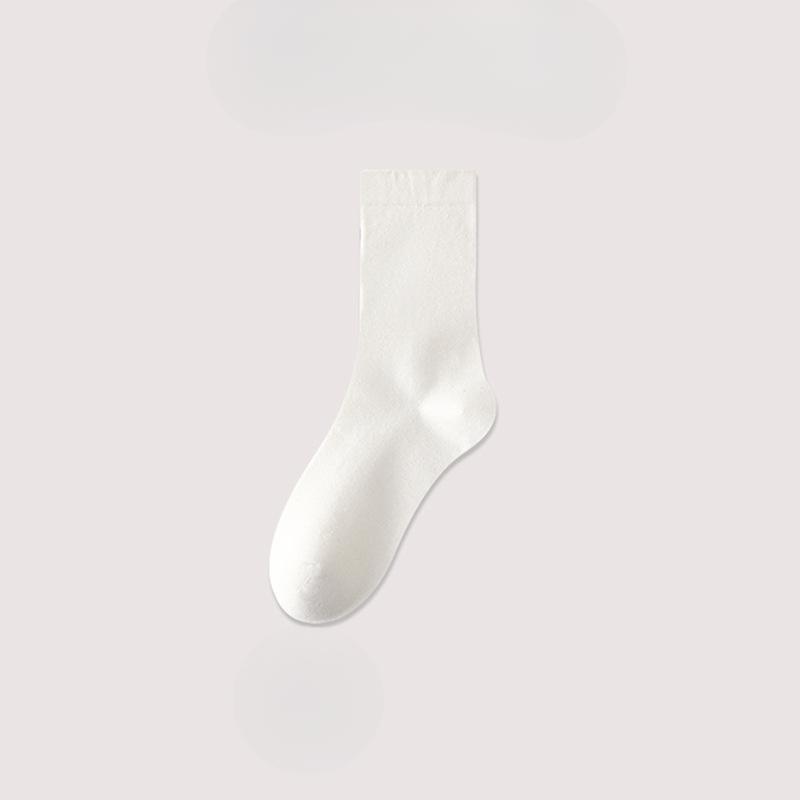 Damen Mid-Calf Socken für Frühling und Herbst, Dünne einfarbige schweißabsorbierende lange Baumwollsocken, Schwarz Sport Damen Nahtlose Socken