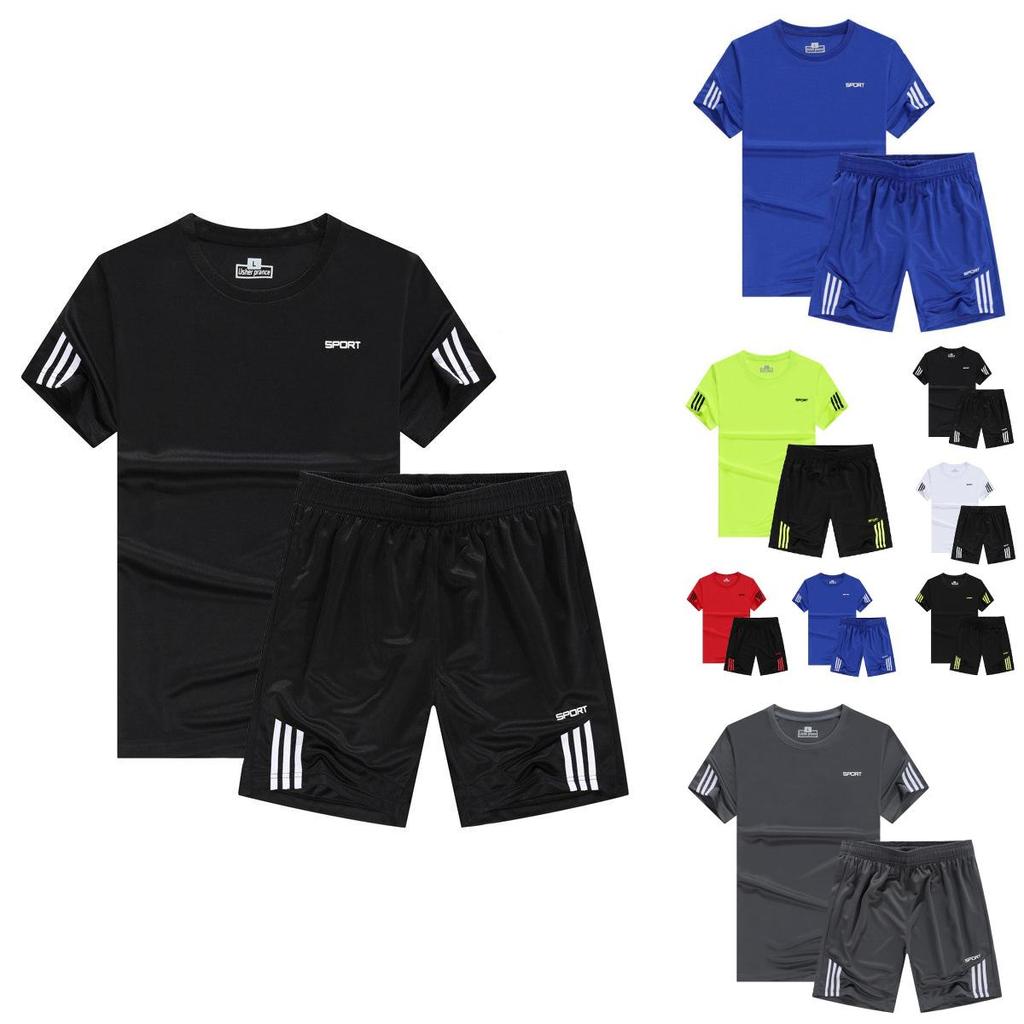 Stylish Quick-drying Men Women Sports Suit With Breathable T-shirt And Shorts Set