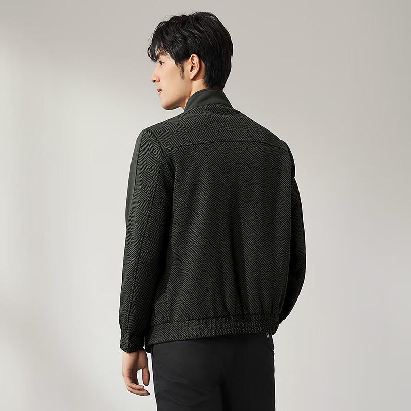 

Qipai Men s Fashion Plaid Jacquard Stand Collar Jacket L