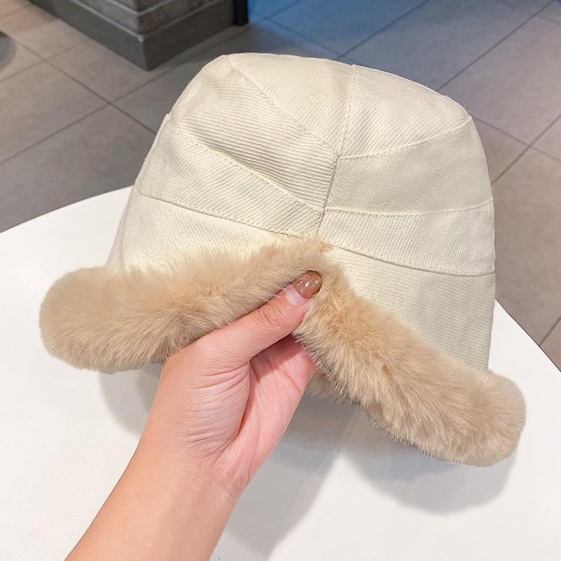 Winter New Burr Bucket Hat Women's Outdoor Plush Warm Fashion Plush Bucket Hat