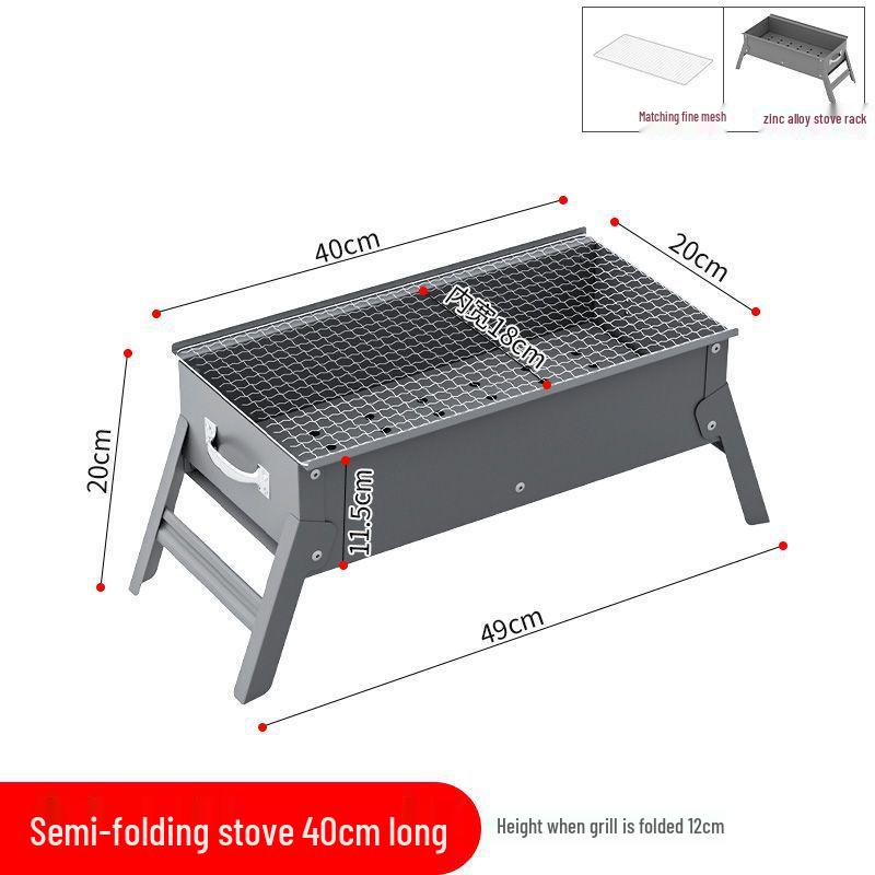 Tragbares faltbares Grillset: Verdickter Holzkohlerost für Picknicks im Freien