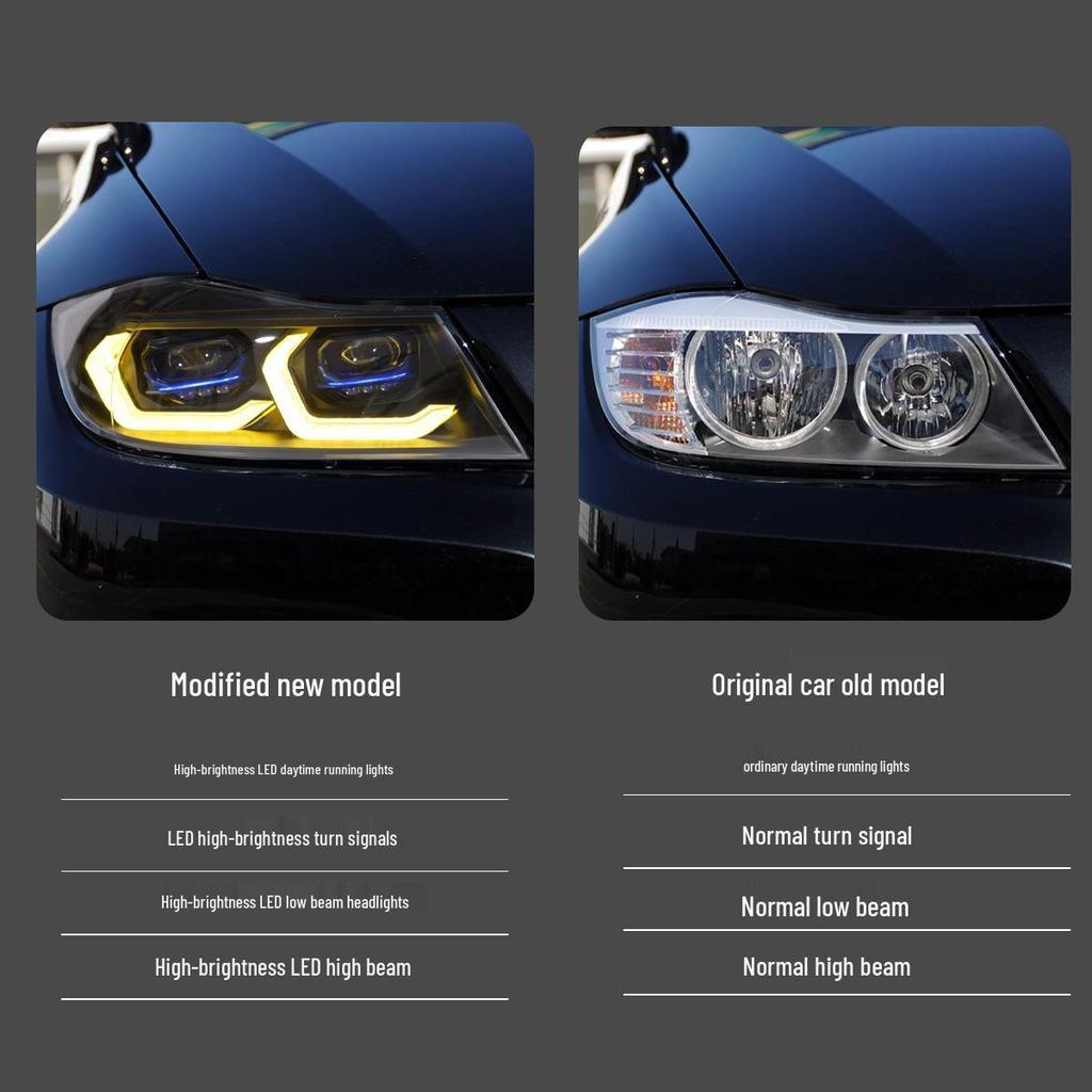 LED Projector Headlight Assembly with Bi-color DRL & Turn Signals for 05-12 BMW 3 Series E90