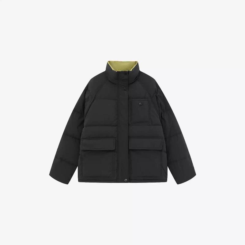 Winter New Loose Casual Versatile Contrasting Color Cotton Clothes Commuting Warm Down Cotton Clothes Jacket